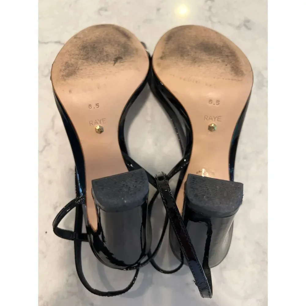 Raye Women’s Strappy Ankle Strap‎ Open Toe Party Block High Heels Size 6.5 Black